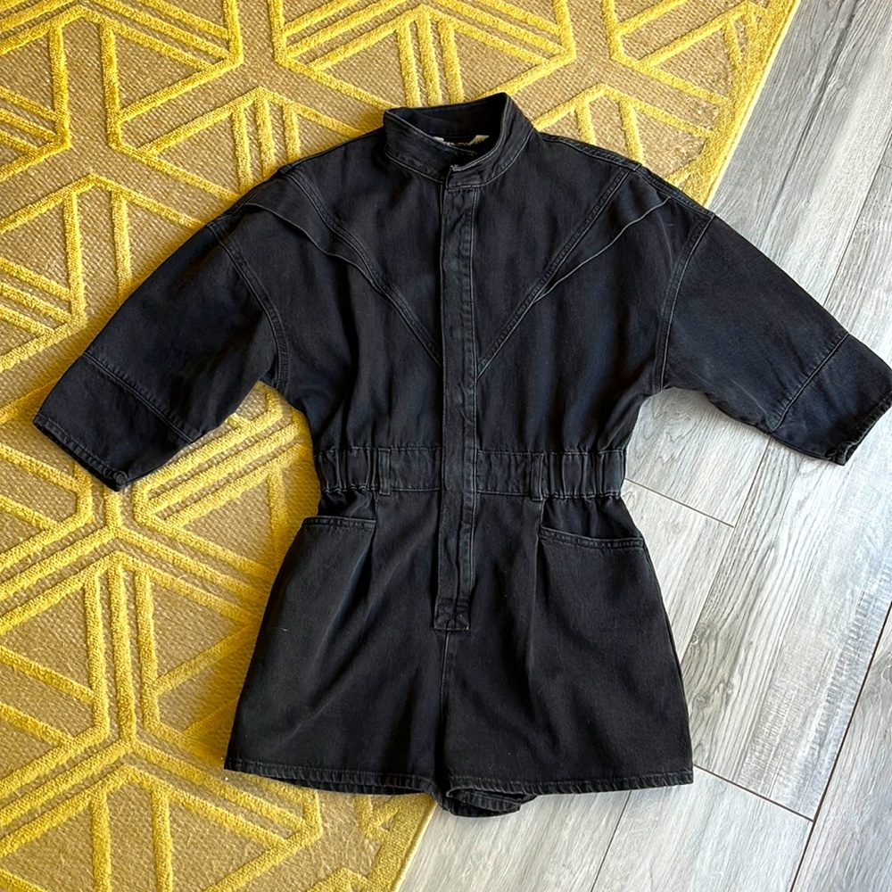 Zara black denim romper